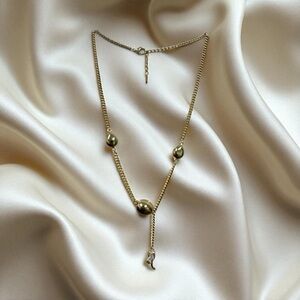 14k Gold Electroplated Necklace with Beads and a Tulip Flower Charm